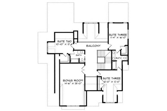 Floor Plan - Upper Floor for European House Plan #413-104 - 4 bed, 3 bath