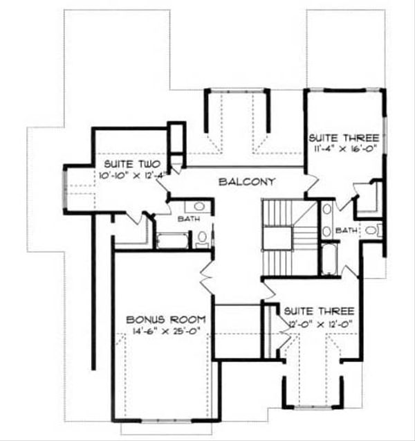 House Blueprint - European Floor Plan - Upper Floor Plan #413-104