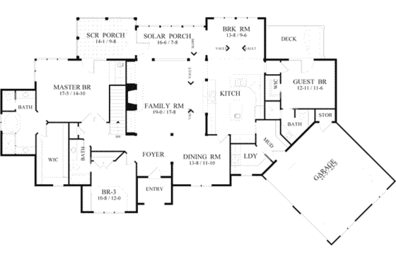 Floor Plan - Main Floor for Traditional House Plan #71-136 - 2 bed, 2.5 bath