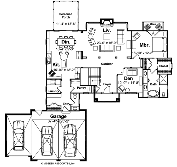 Architectural House Design - Craftsman Floor Plan - Main Floor Plan #928-91