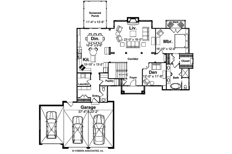 Home Plan - Floor Plan - Main Floor for Craftsman House Plan #928-91 - 3 bed, 3.5 bath