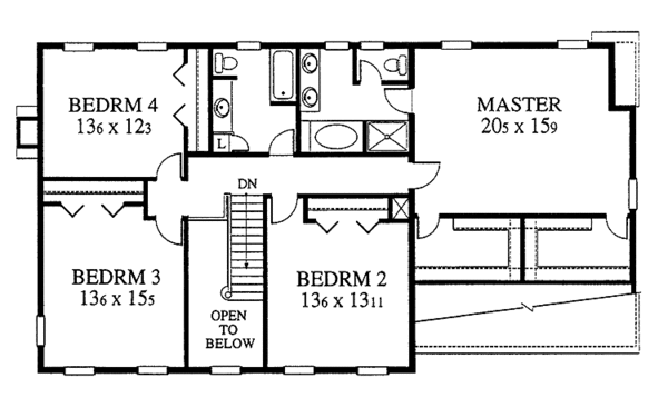 Architectural House Design - Colonial Floor Plan - Upper Floor Plan #1053-13