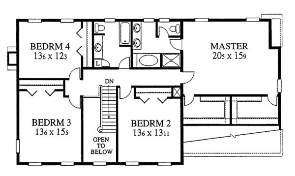 House Blueprint - Colonial Floor Plan - Upper Floor Plan #1053-13