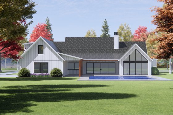 Exterior - Rear Elevation 1 for Farmhouse House Plan #1096-34 - 4 bed, 4.5 bath