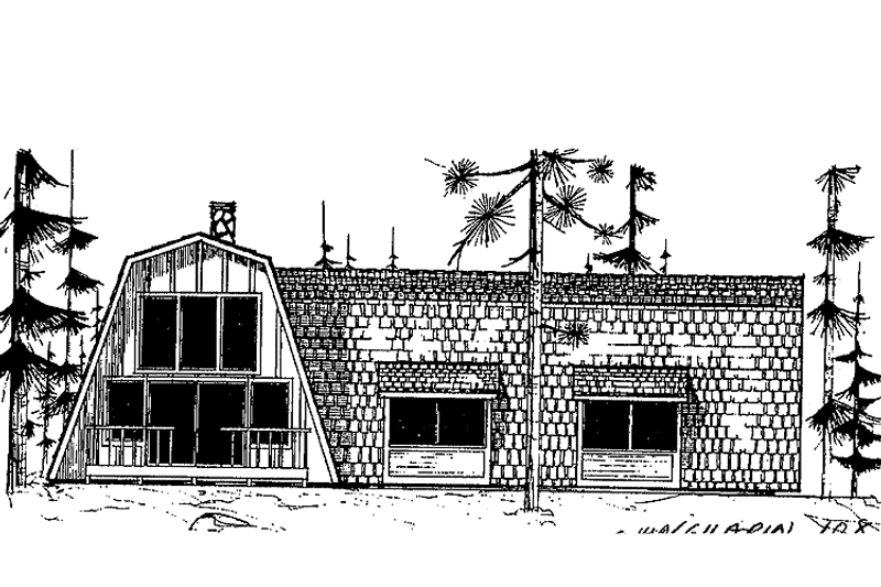 Home Plan - Exterior - Front Elevation 3 for Contemporary House Plan #60-856 - 1 bed, 2.5 bath