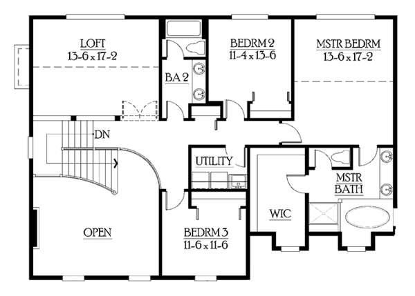 Country Floor Plan - Upper Floor Plan #132-310
