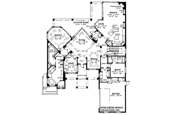 Floor Plan - Main Floor for Mediterranean House Plan #930-86 - 4 bed, 3.5 bath