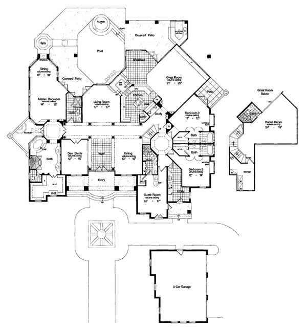 Architectural House Design - Mediterranean Floor Plan - Main Floor Plan #417-561