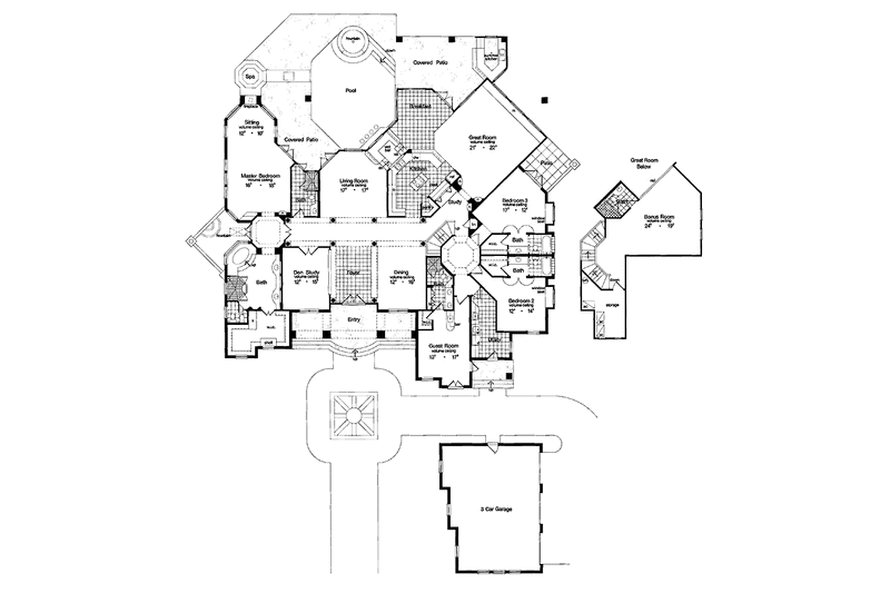 Dream House Plan - Floor Plan - Main Floor for Mediterranean House Plan #417-561 - 4 bed, 6 bath