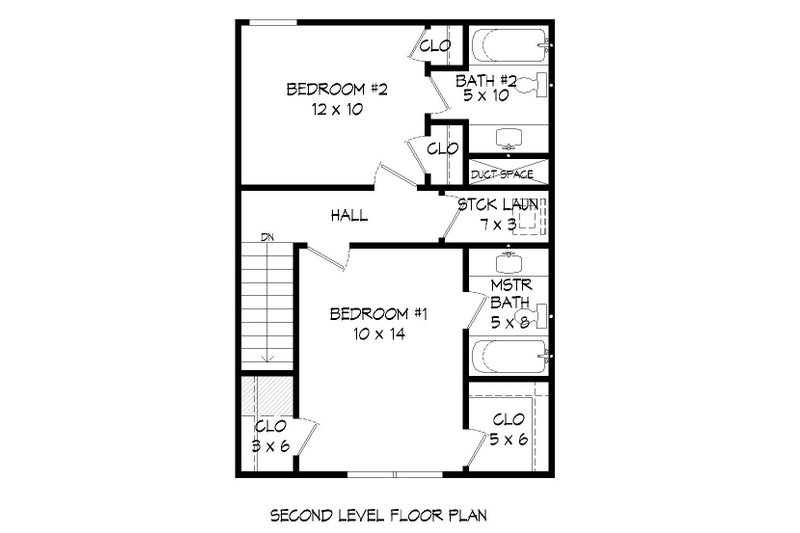 Home Plan - Floor Plan - Upper Floor for Contemporary House Plan #932-158 - 2 bed, 2.5 bath