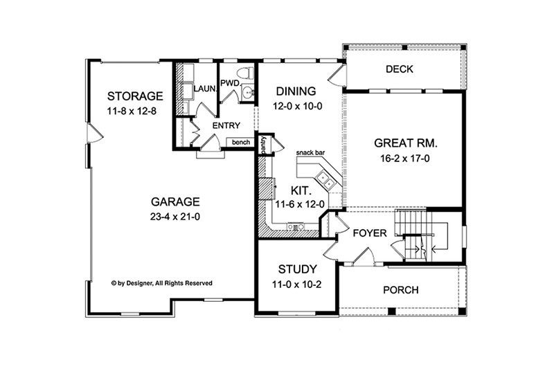 Dream House Plan - Floor Plan - Main Floor for Colonial House Plan #1010-115 - 3 bed, 2.5 bath