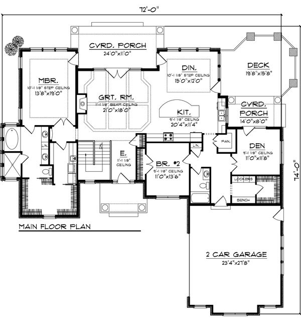 House Plan Design - Ranch Floor Plan - Main Floor Plan #70-1054