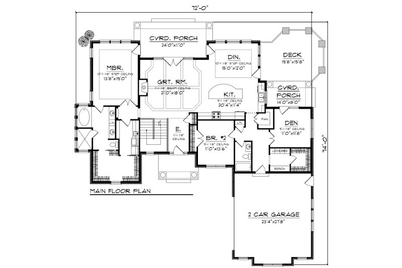 Home Plan - Floor Plan - Main Floor for Ranch House Plan #70-1054 - 2 bed, 2 bath