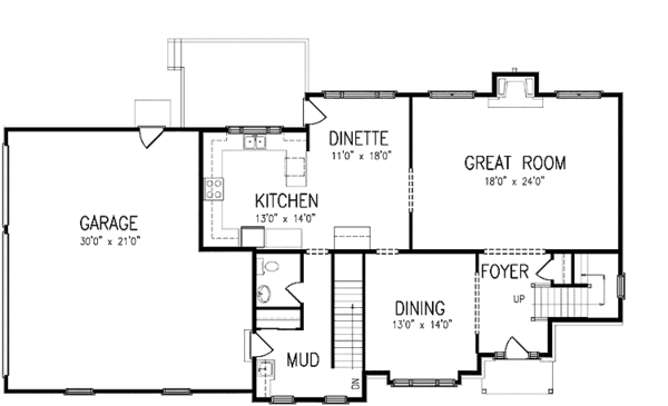 Architectural House Design - Colonial Floor Plan - Main Floor Plan #320-986