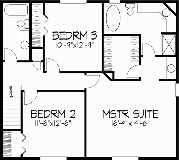 House Plan Design - Tudor Floor Plan - Upper Floor Plan #51-822