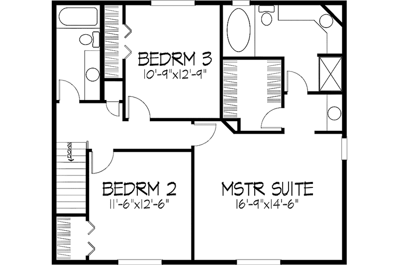 Home Plan - Floor Plan - Upper Floor for Tudor House Plan #51-822 - 3 bed, 2.5 bath