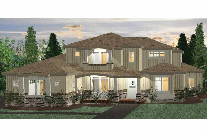 Architectural House Design - Exterior - Front Elevation 3 for Prairie House Plan #937-34 - 4 bed, 3 bath
