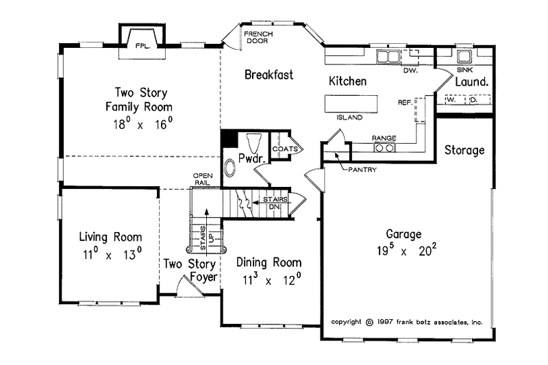 House Blueprint - Floor Plan - Main Floor for Colonial House Plan #927-682 - 3 bed, 2.5 bath