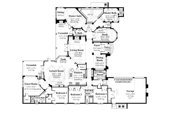 Floor Plan - Main Floor for Mediterranean House Plan #930-61 - 5 bed, 3.5 bath