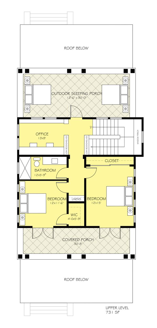 Craftsman Floor Plan - Upper Floor Plan #888-10