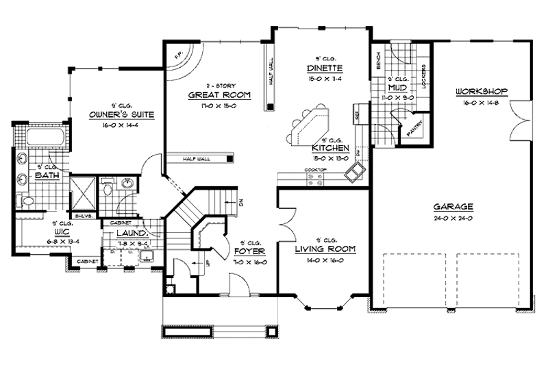 Dream House Plan - Floor Plan - Main Floor for European House Plan #51-652 - 3 bed, 3.5 bath