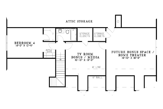 Floor Plan - Upper Floor for Country House Plan #17-2993 - 4 bed, 3.5 bath