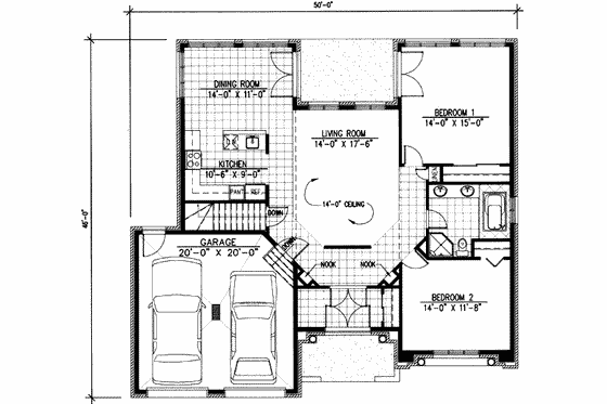 Floor Plan - Main Floor for Traditional House Plan #138-163 - 2 bed, 1 bath