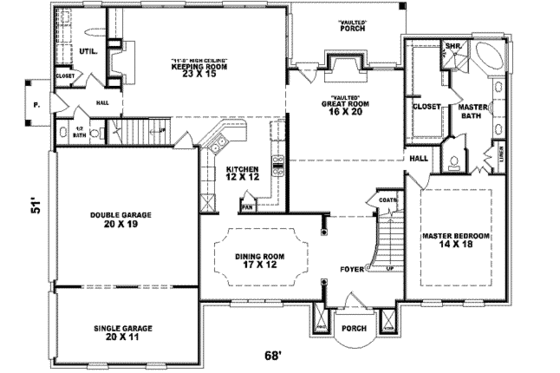 Floor Plan - Main Floor for Traditional House Plan #81-565 - 4 bed, 3.5 bath