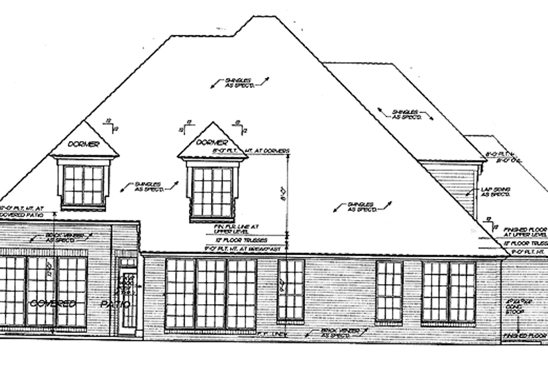 Dream House Plan - Exterior - Rear Elevation for Country House Plan #310-1196 - 4 bed, 3.5 bath
