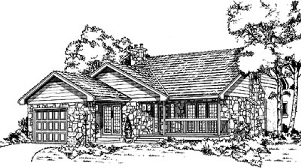 Exterior - Front Elevation 2 for Cottage House Plan #47-395 - 3 bed, 1.5 bath