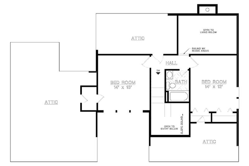 Home Plan - Floor Plan - Upper Floor for Contemporary House Plan #45-526 - 3 bed, 2 bath