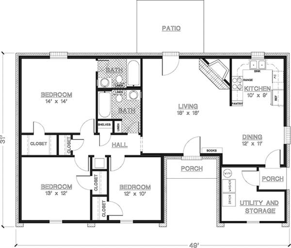 Architectural House Design - Contemporary Floor Plan - Main Floor Plan #45-428
