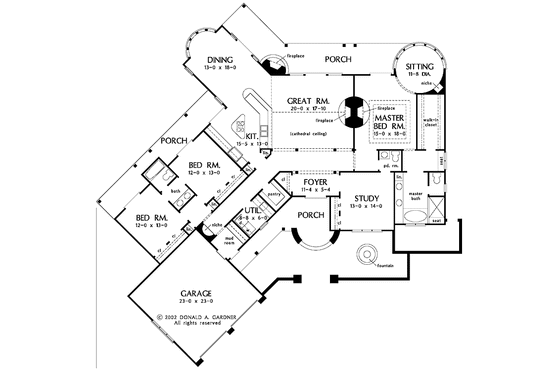 Floor Plan - Main Floor for Adobe / Southwestern House Plan #929-690 - 3 bed, 2.5 bath