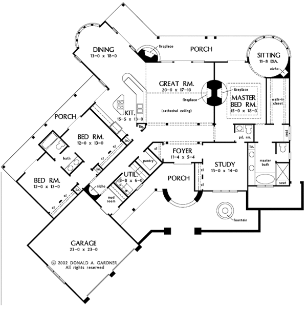 House Plan Design - Adobe / Southwestern Floor Plan - Main Floor Plan #929-690