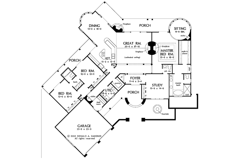 Home Plan - Floor Plan - Main Floor for Adobe / Southwestern House Plan #929-690 - 3 bed, 2.5 bath