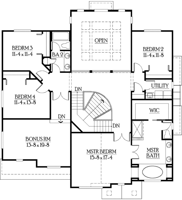 House Plan Design - Craftsman Floor Plan - Upper Floor Plan #132-434