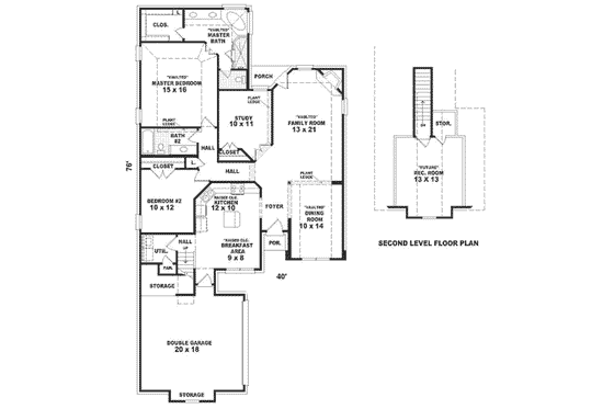 Floor Plan - Main Floor for Traditional House Plan #81-283 - 2 bed, 2 bath