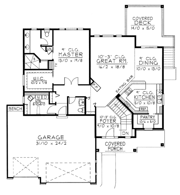 House Plan Design - Traditional Floor Plan - Main Floor Plan #1037-43
