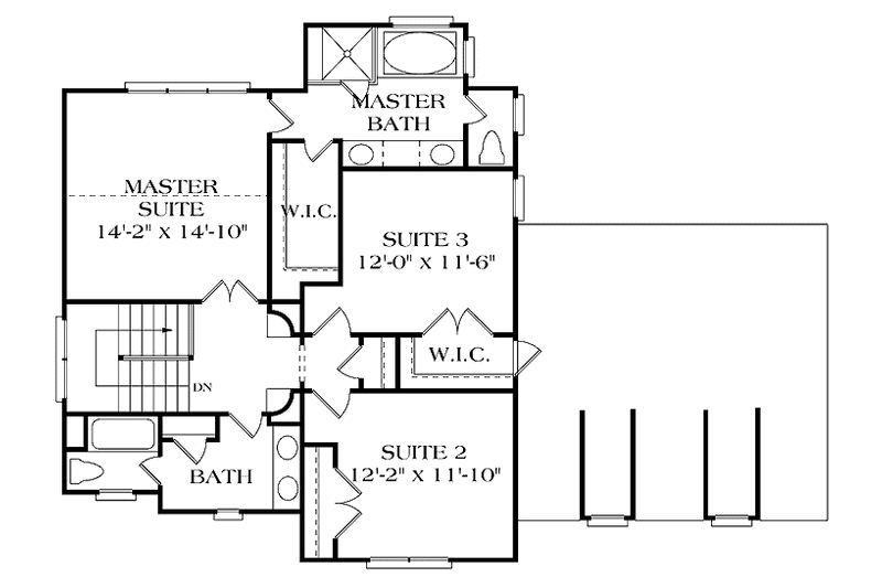 Dream House Plan - Floor Plan - Upper Floor for Country House Plan #453-256 - 3 bed, 2.5 bath