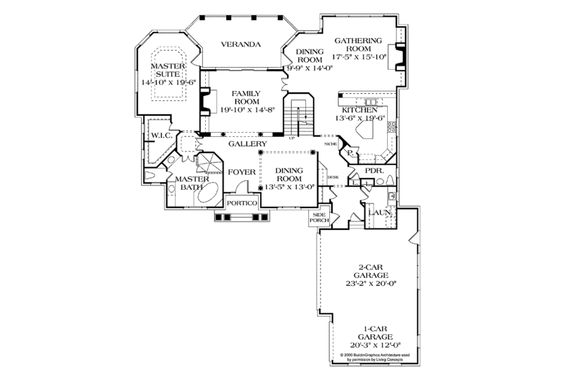 Dream House Plan - Floor Plan - Main Floor for Country House Plan #453-377 - 5 bed, 4.5 bath
