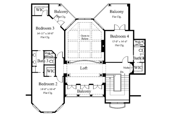 Floor Plan - Upper Floor for Mediterranean House Plan #930-305 - 4 bed, 3.5 bath