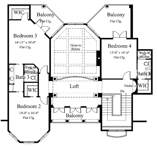 Mediterranean Floor Plan - Upper Floor Plan #930-305
