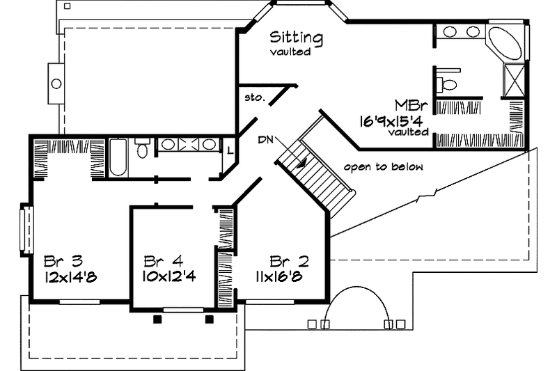 Home Plan - Floor Plan - Upper Floor for Contemporary House Plan #320-562 - 4 bed, 3 bath
