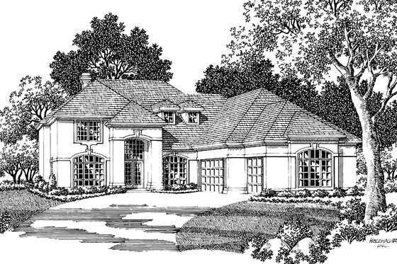 Exterior - Front Elevation 3 for Mediterranean House Plan #48-837 - 5 bed, 3.5 bath