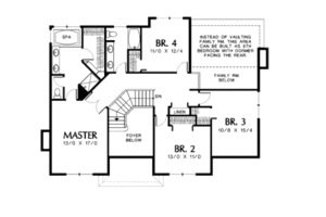 Floor Plan - Upper Floor for Mediterranean House Plan #48-455 - 4 bed, 2.5 bath