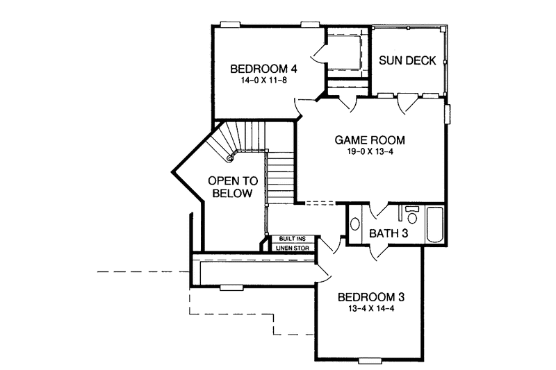 House Design - Floor Plan - Upper Floor for European House Plan #952-125 - 4 bed, 3 bath