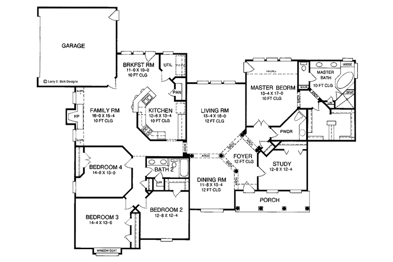 Architectural House Design - Floor Plan - Main Floor for Colonial House Plan #952-17 - 4 bed, 2.5 bath