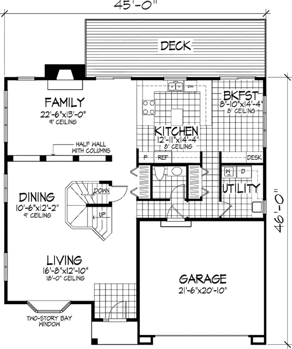 Architectural House Design - Traditional Floor Plan - Main Floor Plan #320-544