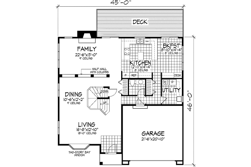 Dream House Plan - Floor Plan - Main Floor for Traditional House Plan #320-544 - 3 bed, 2.5 bath