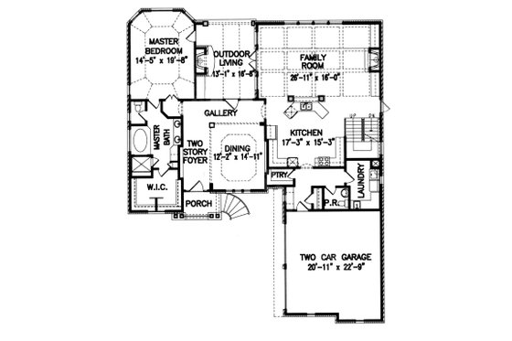 Floor Plan - Main Floor for Traditional House Plan #54-483 - 4 bed, 2.5 bath